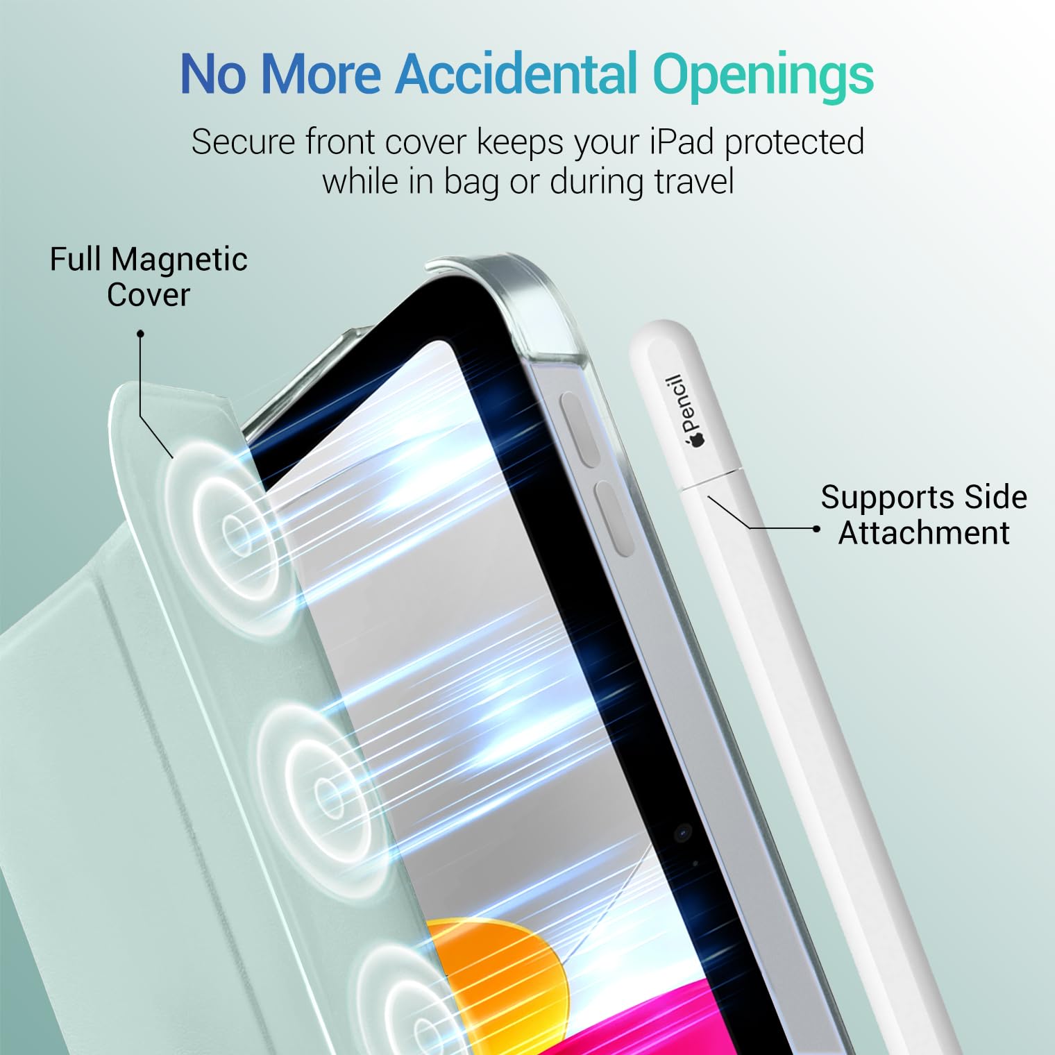 iPad 11th Gen (10th Compatible) Slim Stand Cover with Clear Hard Back, Touch ID#Color_Celadon Green