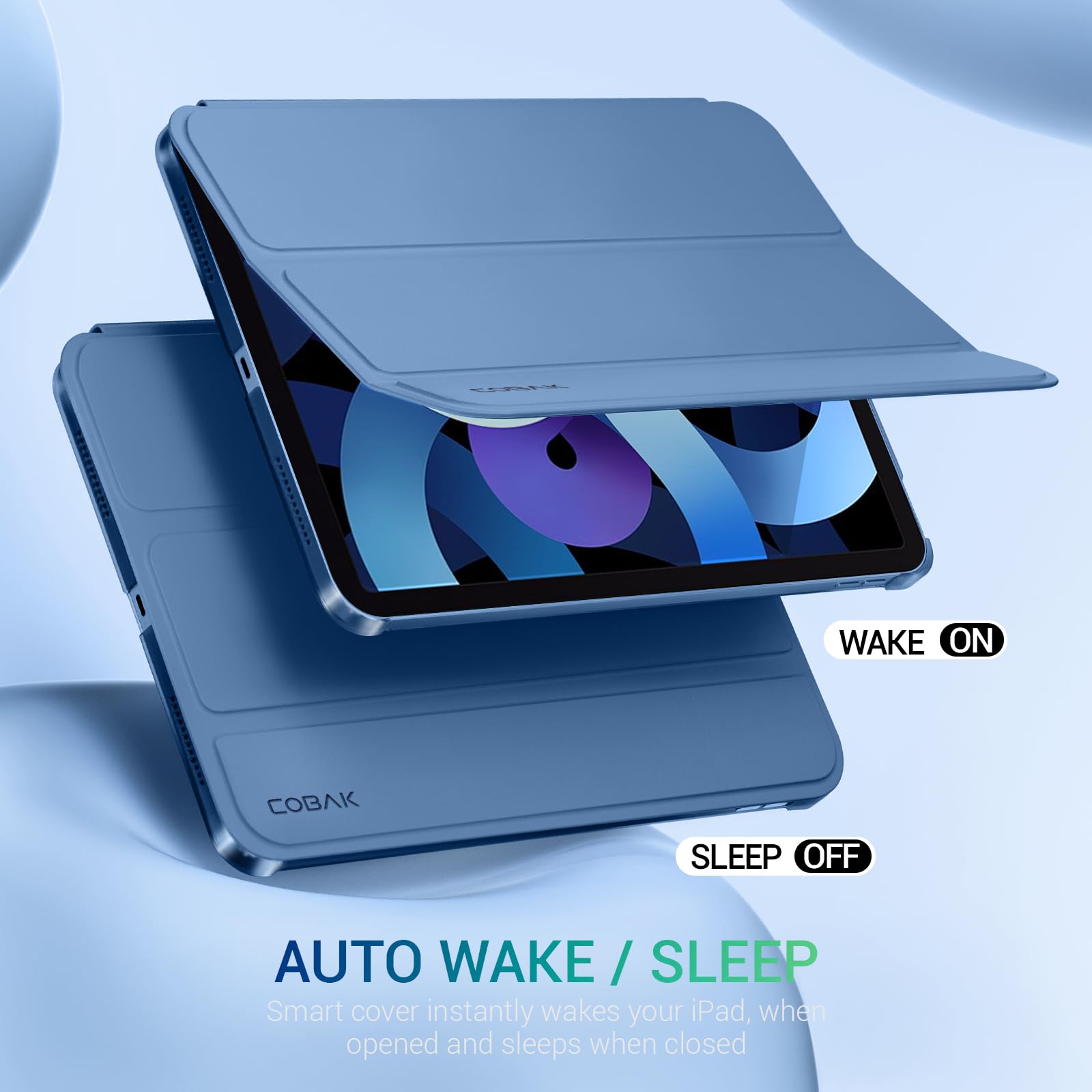 iPad 11th Gen (10th Compatible) Slim Stand Cover with Clear Hard Back, Touch ID#Color_Dark Blue