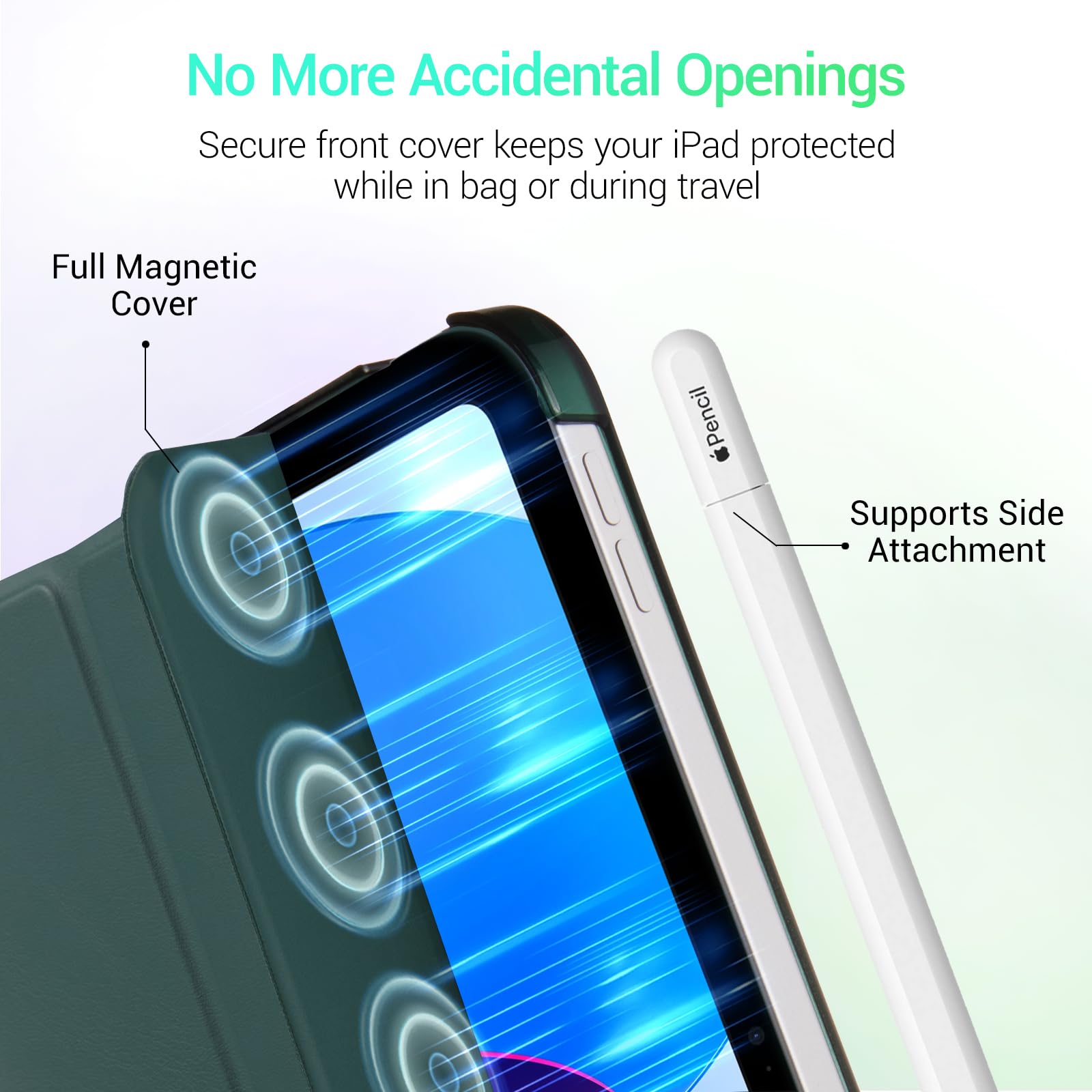 iPad 11th Gen (10th Compatible) Slim Stand Cover with Clear Hard Back, Touch ID#Color_Emerald