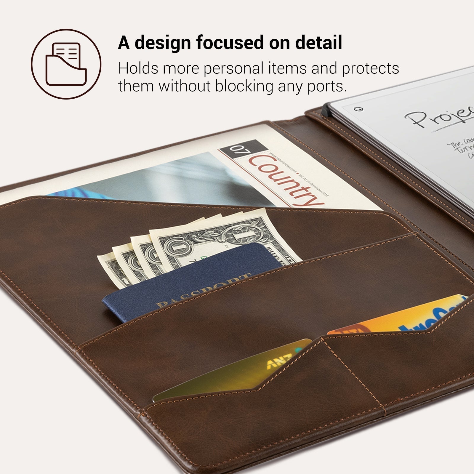 Brown Leather Case With Edge For reMarkable Paper Pro 11.8-inch (2024)