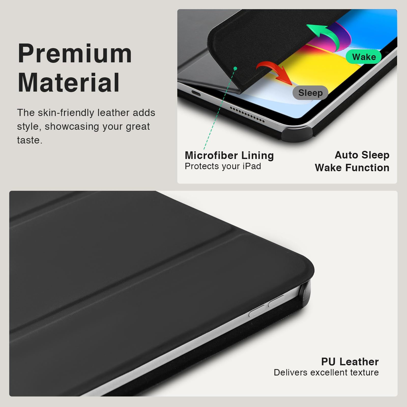 Essentials iPad (A16) tri-fold-Magnetic#Color Black