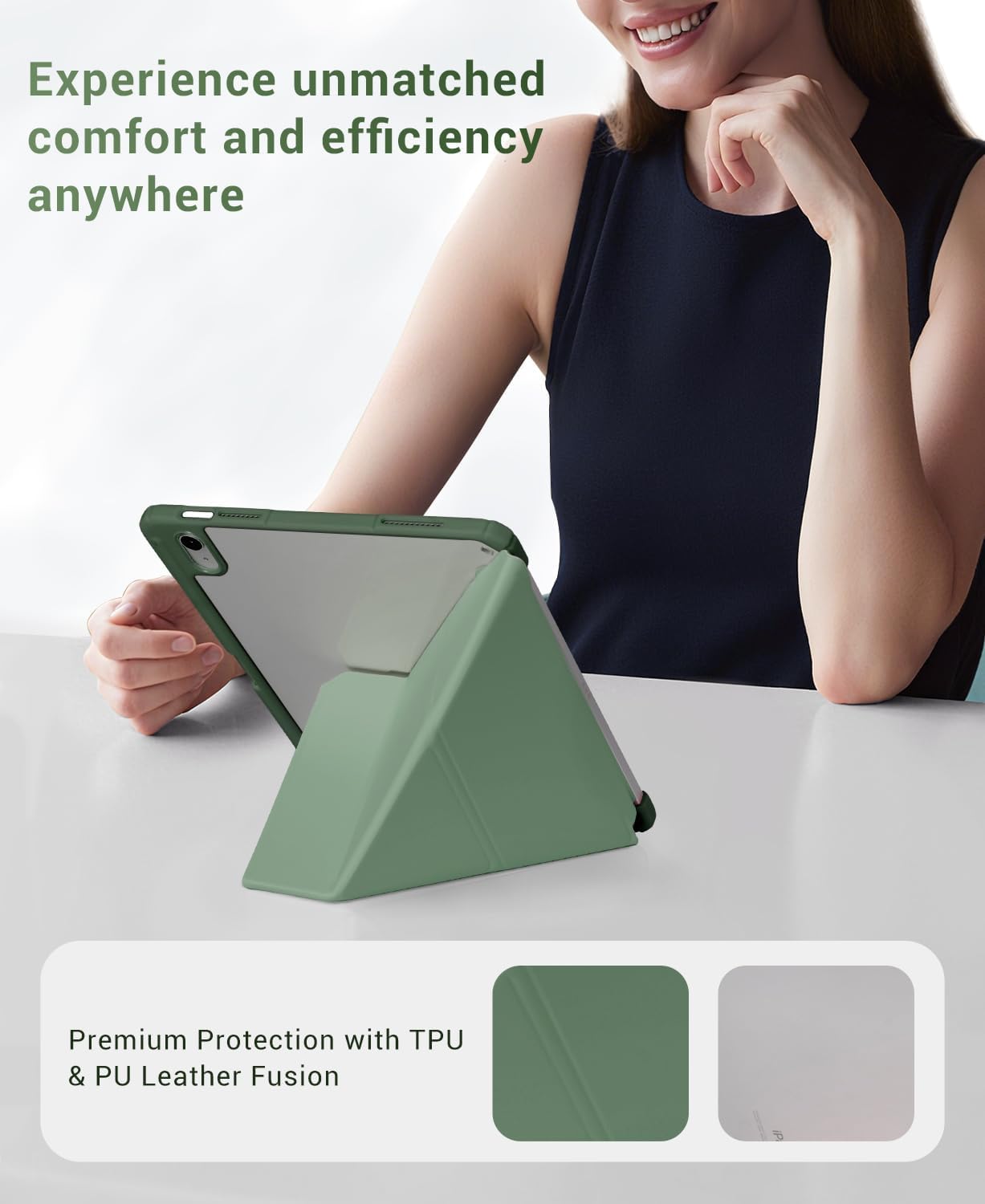 iPad 11th Gen (A16) 11" (2025) & 10th Gen 10.9" (2022) Case With Magnetic Stand#Color_Sage Green