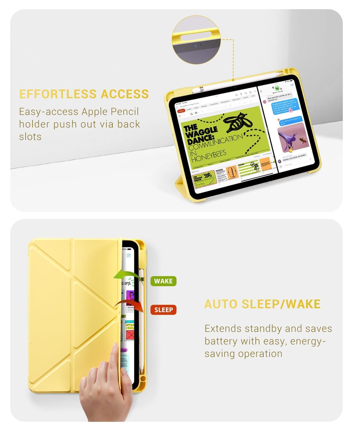 iPad 11th Gen (A16) 11" (2025) & 10th Gen 10.9" (2022) Case With Magnetic Stand#Color_Bright Yellow