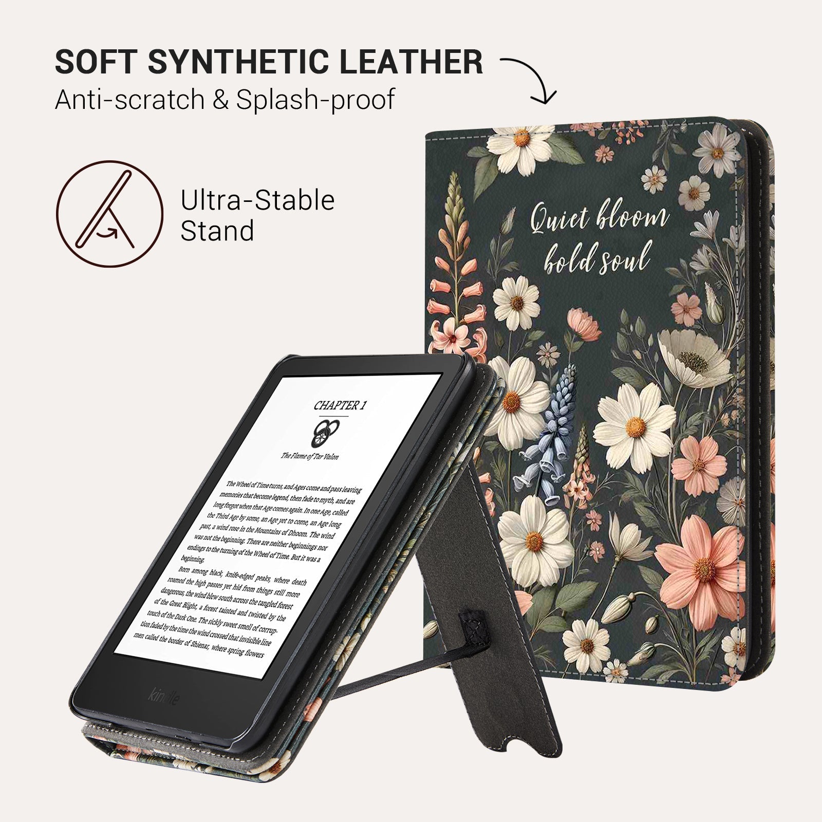 Eden Quiet Bloom Kindle Basic 6 Inch Case With Stand
