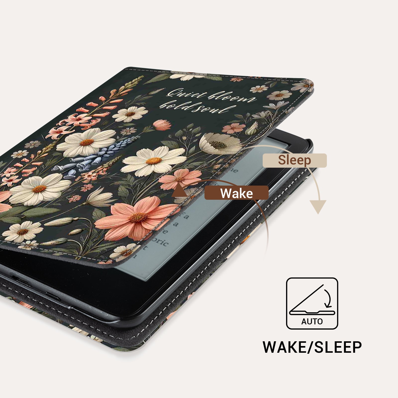 Eden Quiet Bloom Kindle Basic 6 Inch Case With Stand