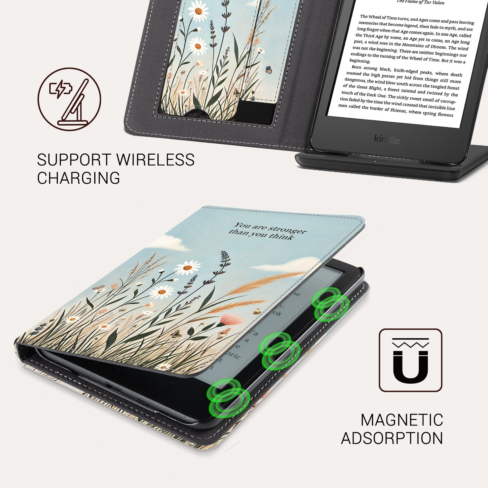 Eden Tranguil Bloom Kindle Basic 6 Inch Case With Stand