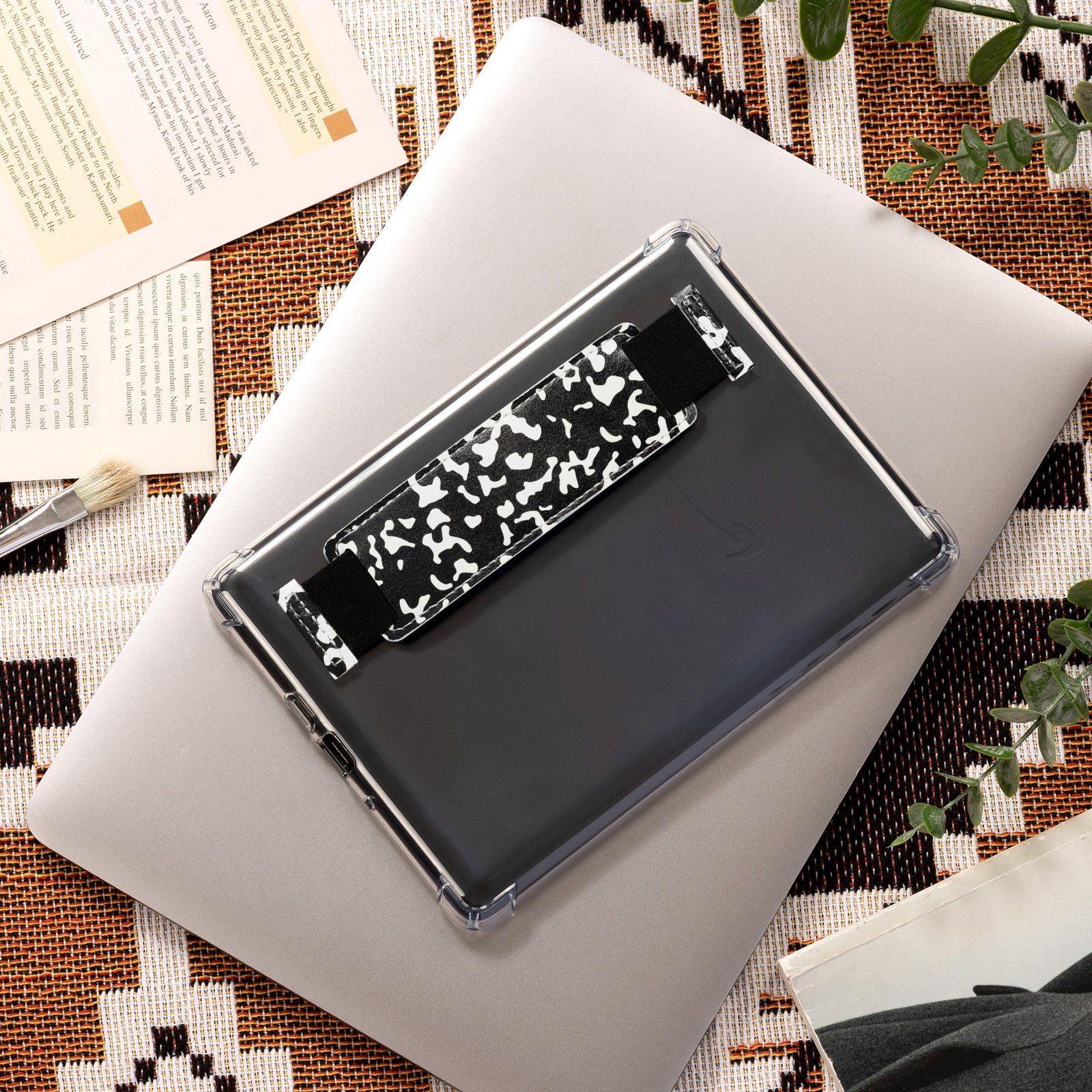 Kindle Paperwhite 12th Gen (2024 7 inch) Clear with Hand Strap Case#Color_Black Notebook
