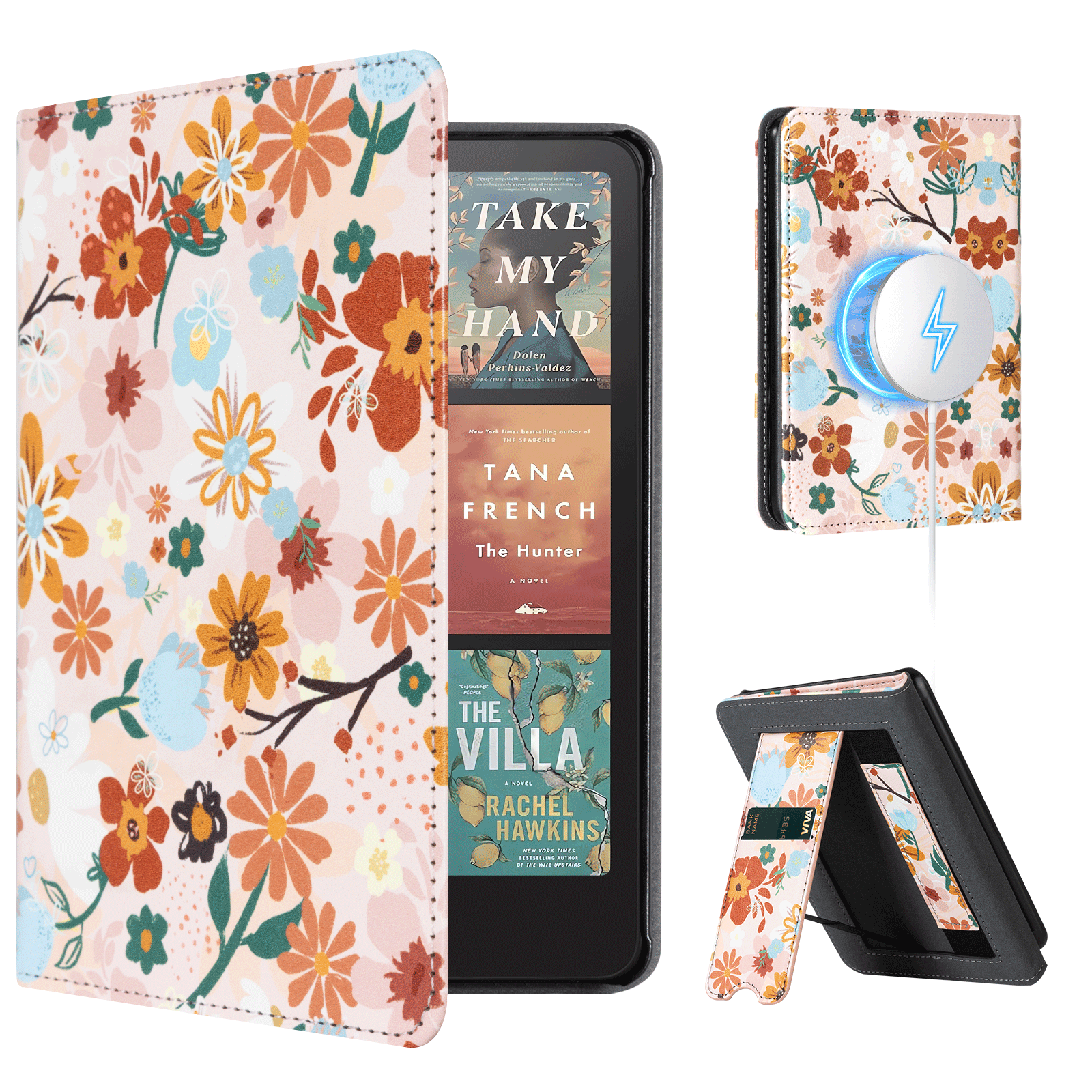 Eden Orange Floral Kindle Paperwhite 7 inch Case With Stand