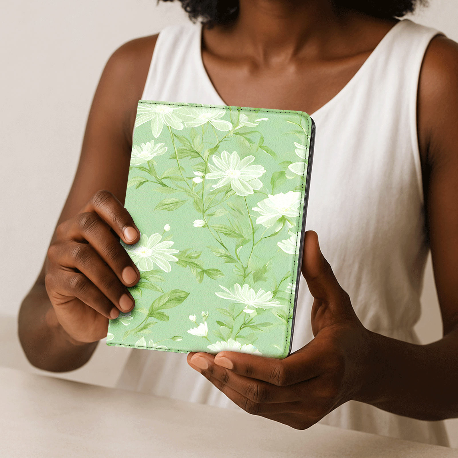 Eden Sage Flower Kindle Paperwhite 7 inch Case With Stand