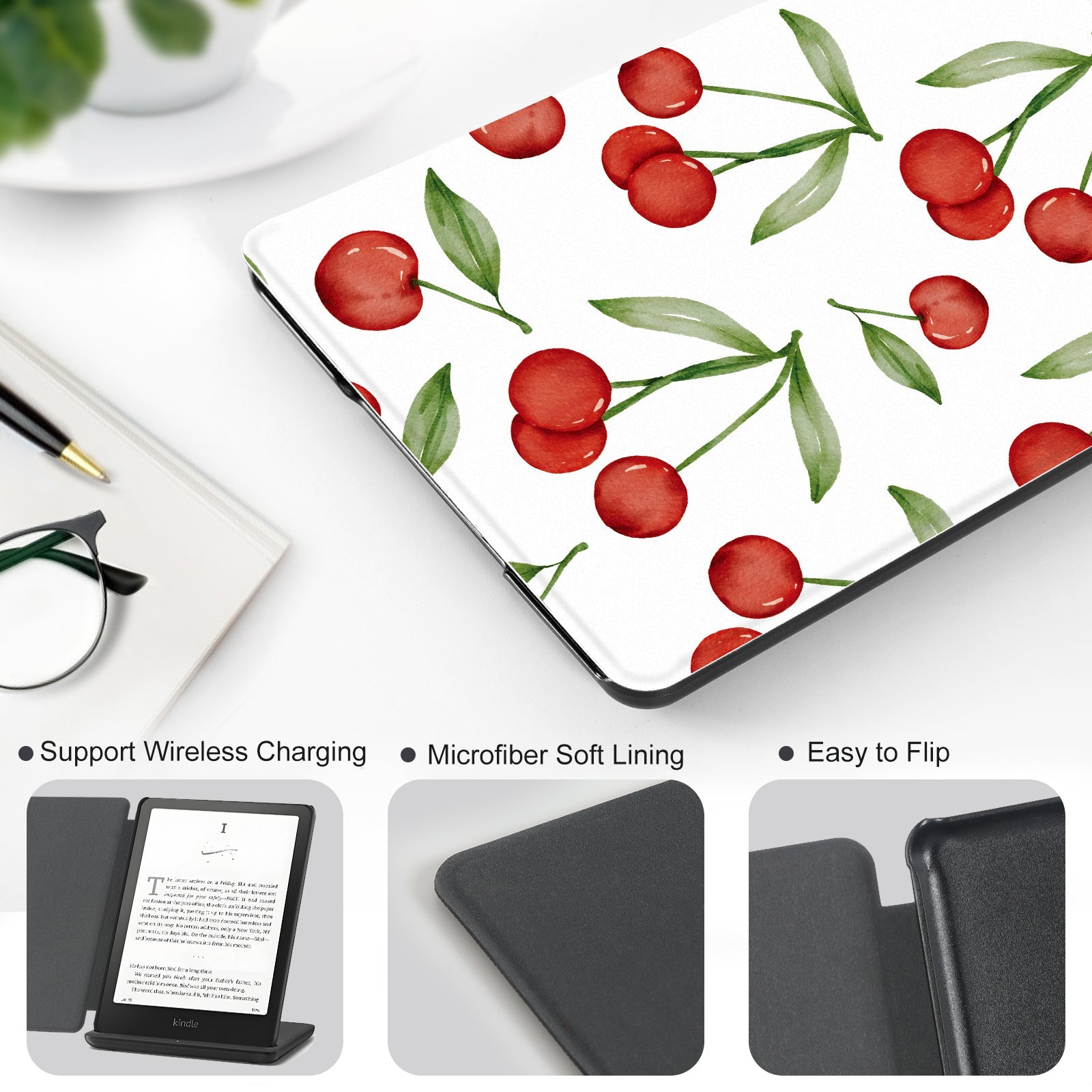 Kindle Paperwhite 12th Gen 7 inch Case-Multiple Prints#Color_Cherry