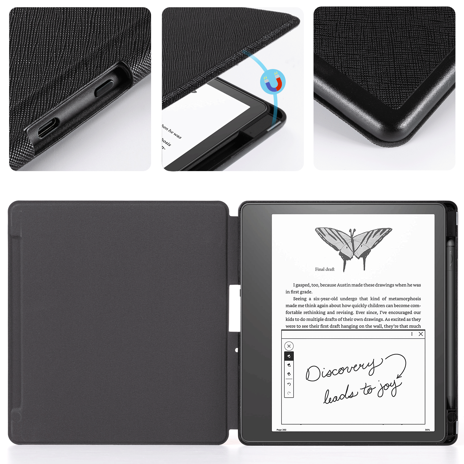 Kindle Scribe (2022/2024 10.2 INCH) Basic Case#Color_Cross Texture Black