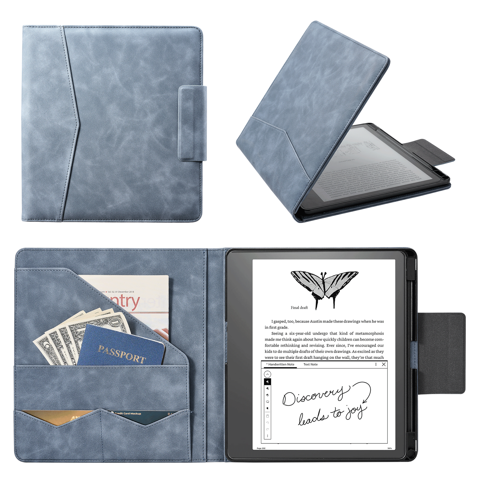 Kindle Scribe (2022/2024 10.2 Inch) Folio Case#Color_Blue Gray