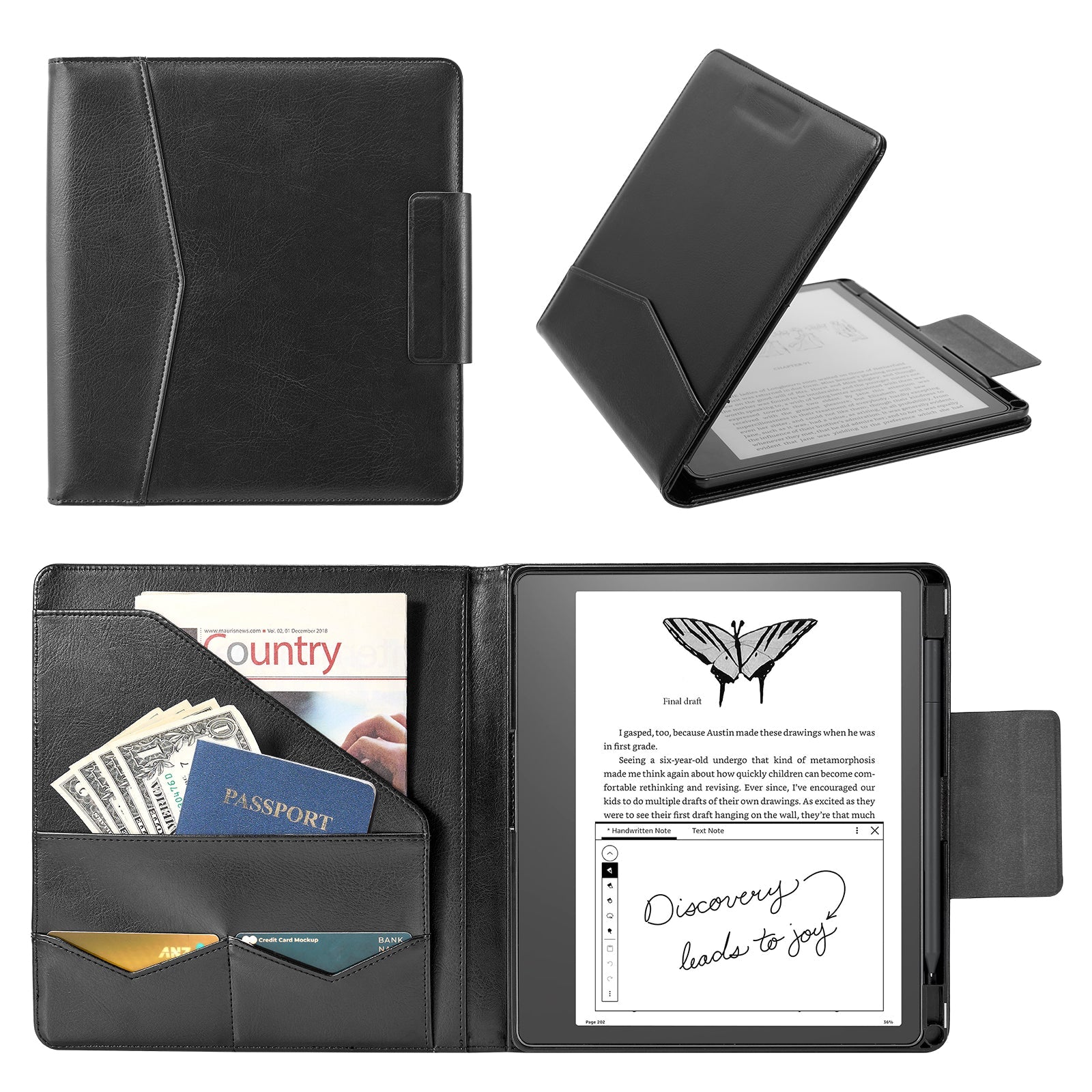 Kindle Scribe (2022/2024 10.2 Inch) Folio Case#Color_Cowhide Black