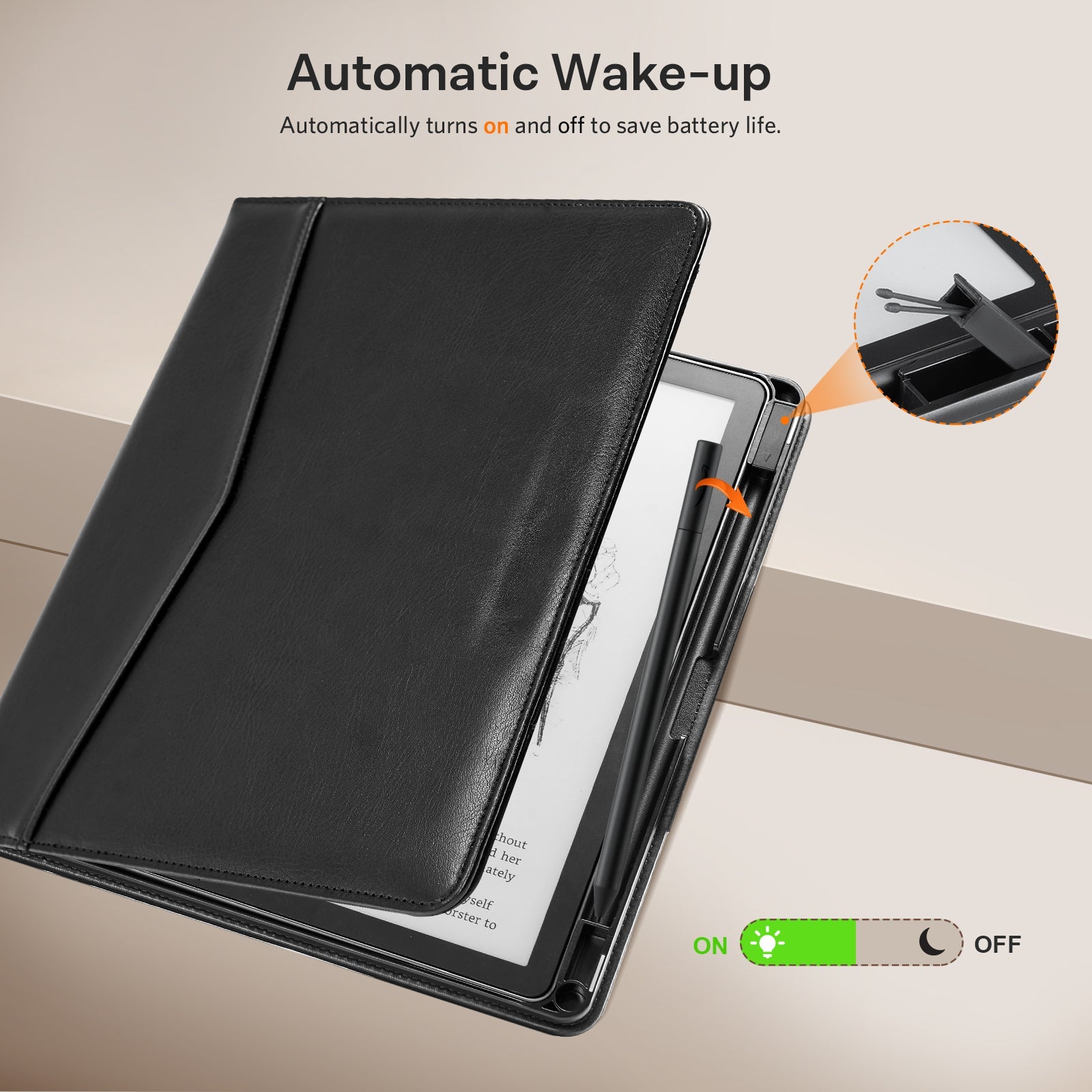 Kindle Scribe (2022/2024 10.2 Inch) Folio Case#Color_Cowhide Black