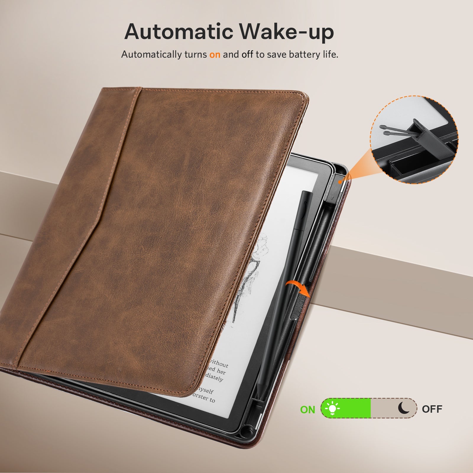 Kindle Scribe (2022/2024 10.2 Inch) Folio Case#Color_Cowhide Brown