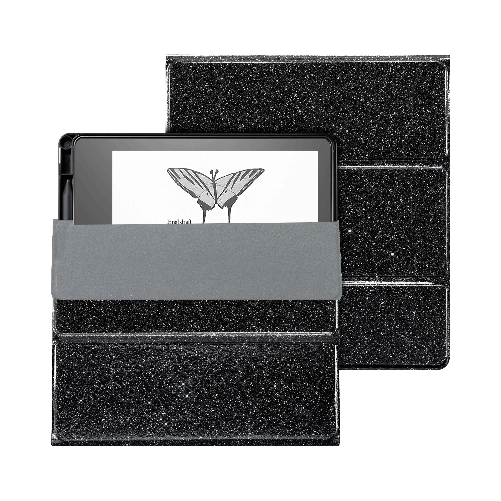 Senyu Black Glitter Kindle Scribe 10.2 Inch Folio Case