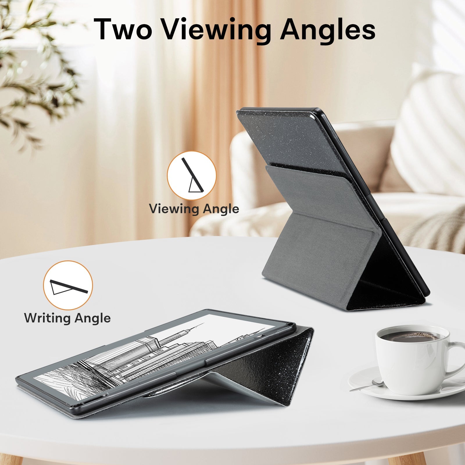 Kindle Scribe (2022/2024 10.2 Inch) tri-fold Stand-Prints Case#Color_Black Glitter