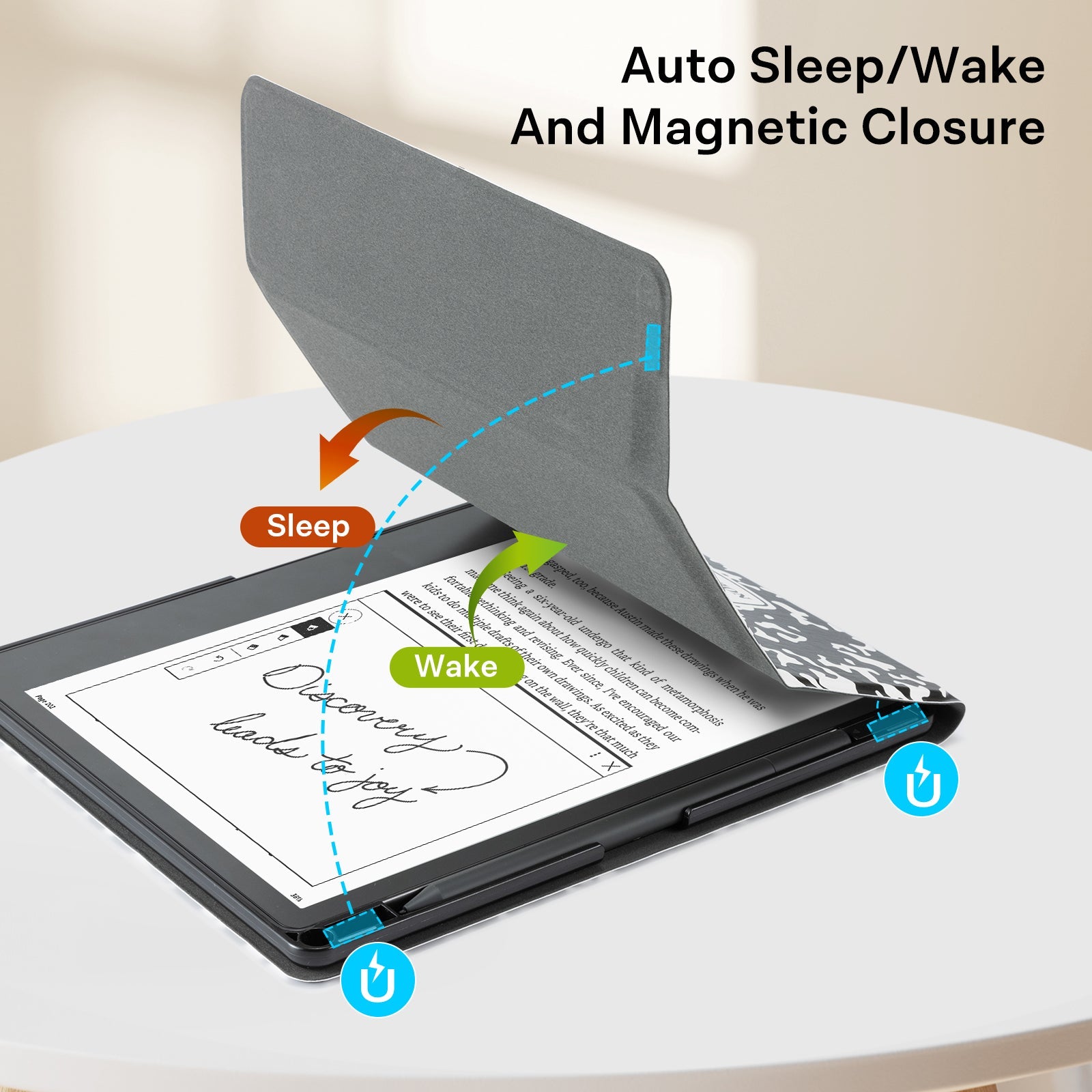 Kindle Scribe (2022/2024 10.2 Inch) tri-fold Stand-Prints Case#Color_Black Notes