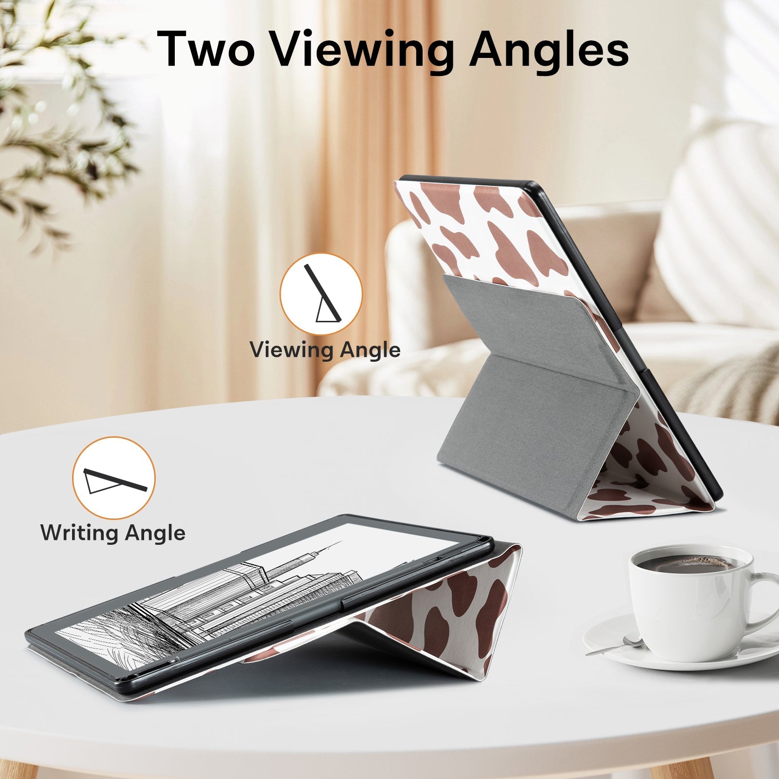Kindle Scribe (2022/2024 10.2 Inch) tri-fold Stand-Prints Case#Color_Brown Cow