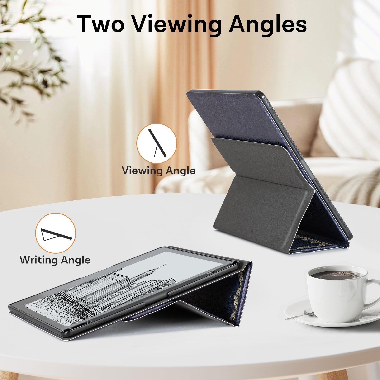 Kindle Scribe (2022/2024 10.2 Inch) tri-fold Stand-Prints Case#Color_Dark Blue Notes