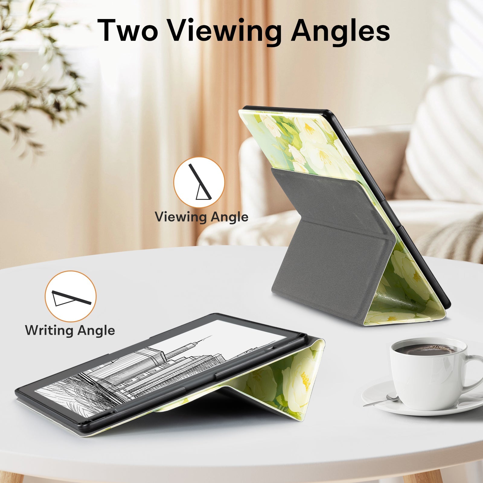 Kindle Scribe (2022/2024 10.2 Inch) tri-fold Stand-Prints Case#Color_Magnolia grandiflora