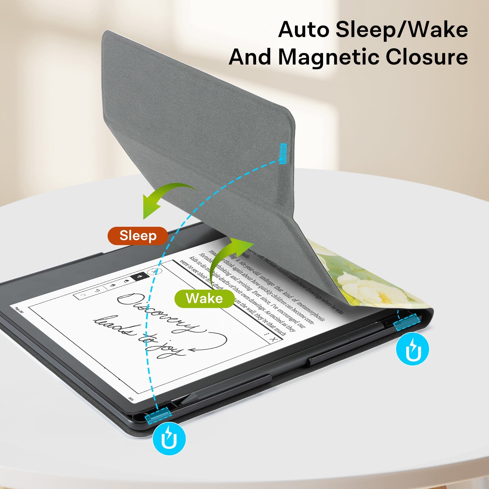 Kindle Scribe (2022/2024 10.2 Inch) tri-fold Stand-Prints Case#Color_Magnolia grandiflora