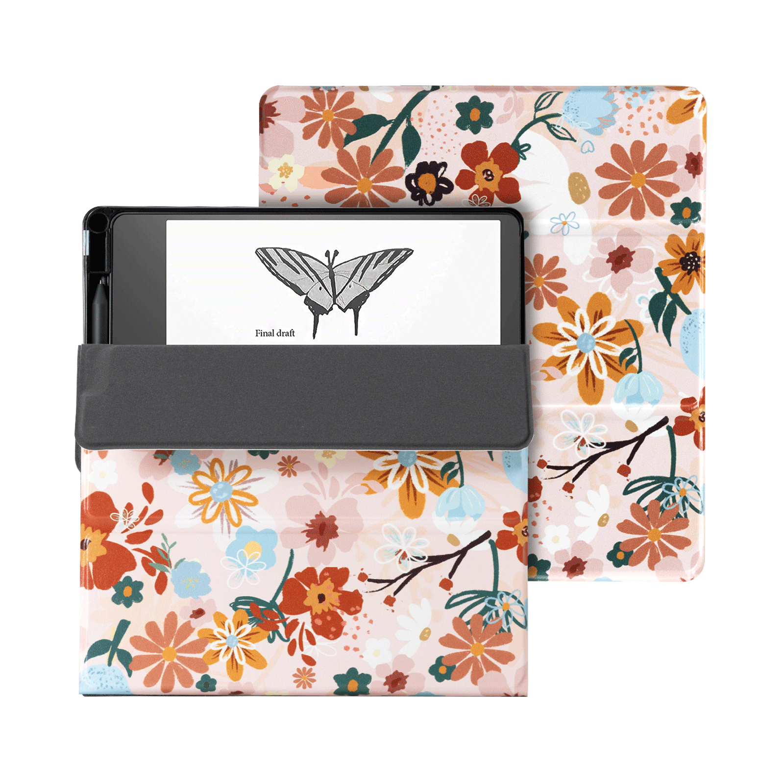 Eden Orange Floral Kindle Scribe 10.2 Inch Folio Case