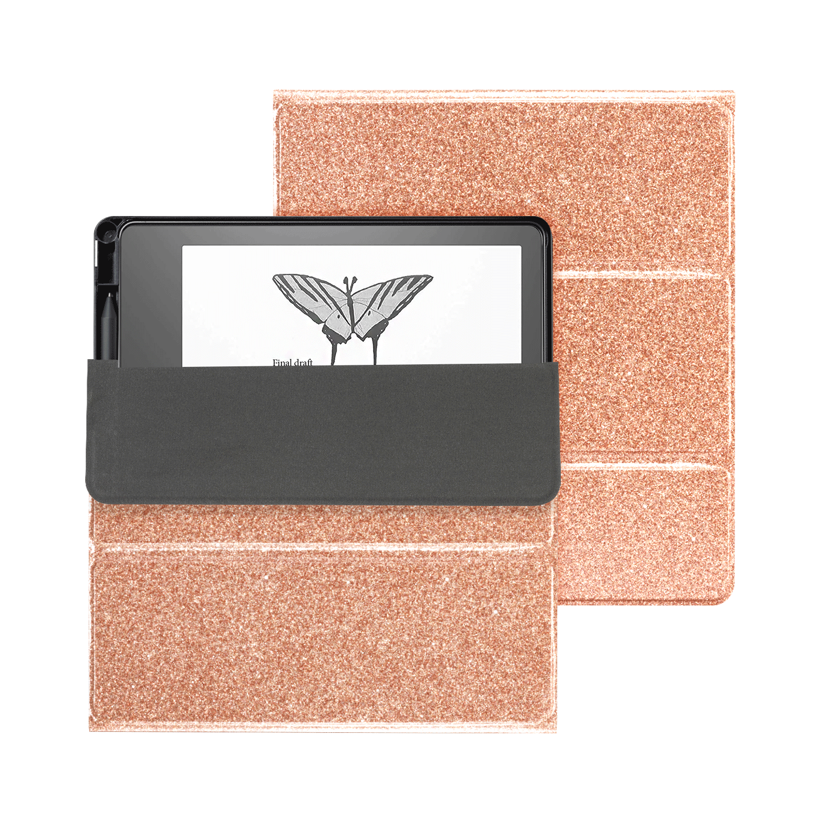 Eden Rose Gold Glitter Kindle Scribe 10.2 Inch Folio Case