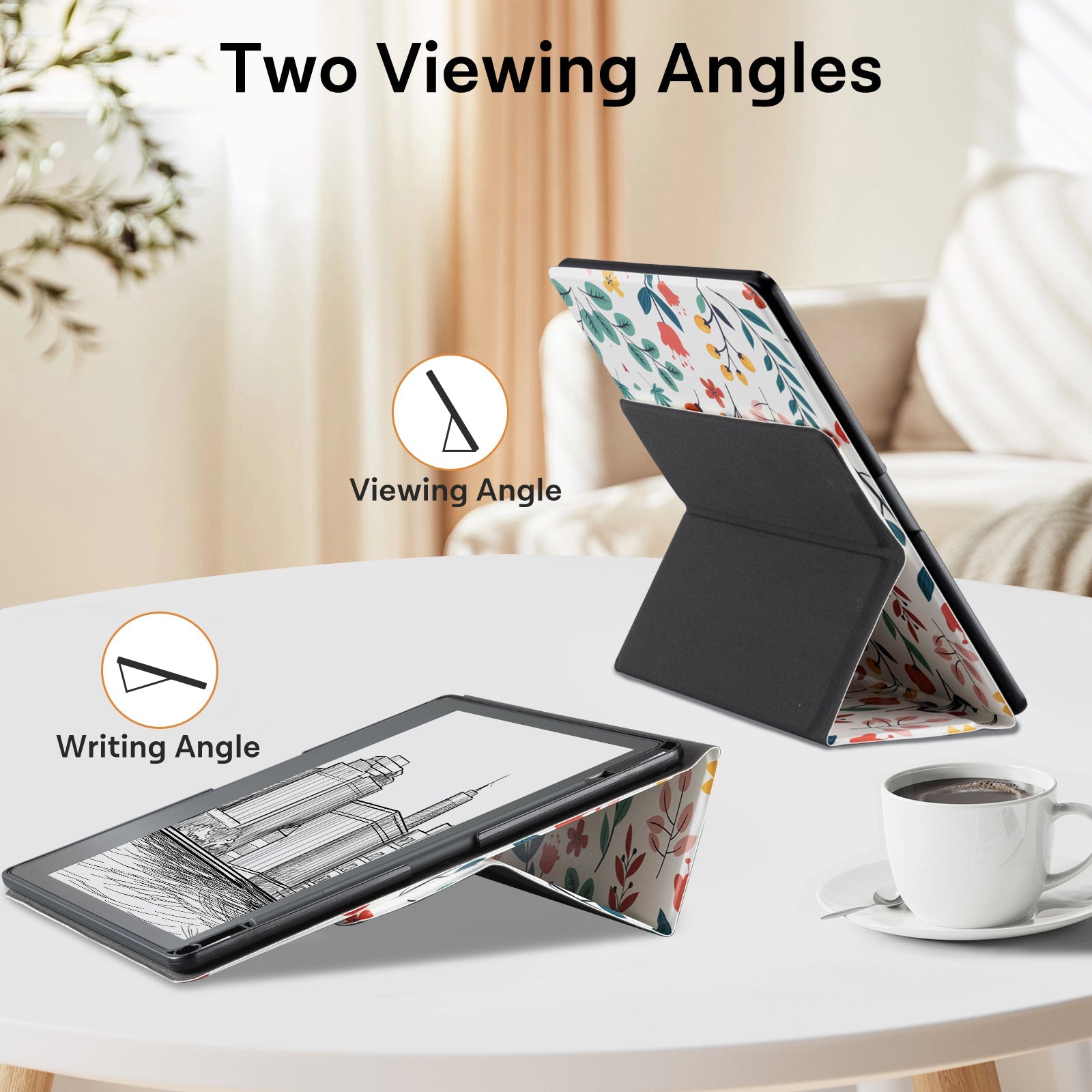 Kindle Scribe (2022/2024 10.2 Inch) tri-fold Stand-Prints Case#Color_Sea of flowers