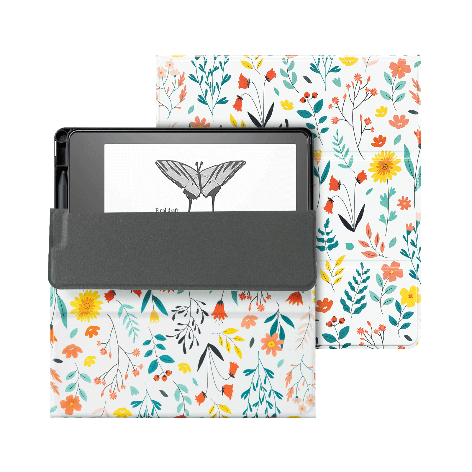 Kindle Scribe (2022/2024 10.2 Inch) tri-fold Stand-Prints Case#Color_White Floral