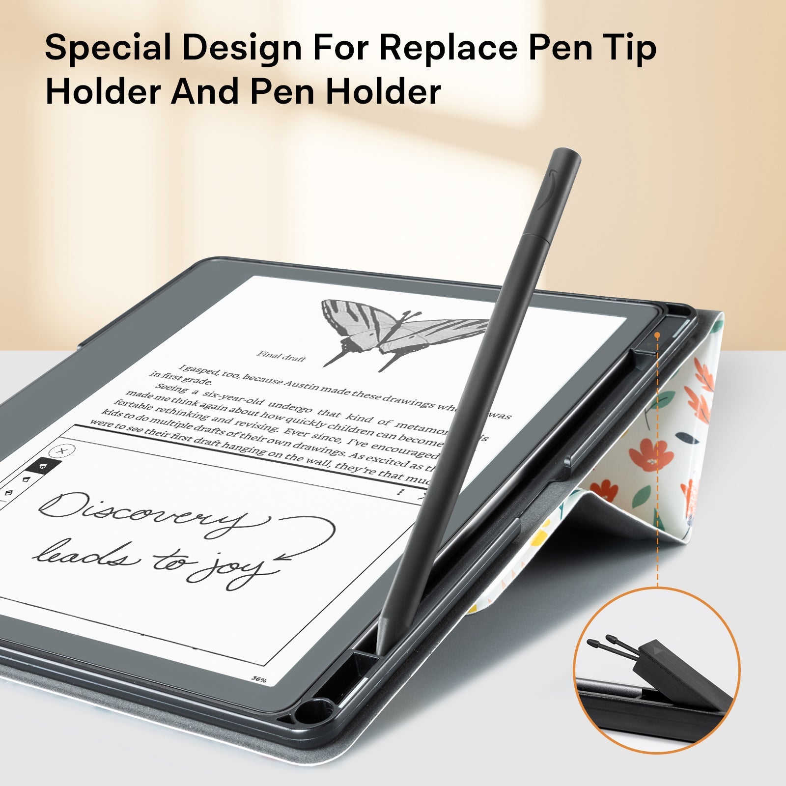 Eden White Floral Kindle Scribe 10.2 Inch Folio Case