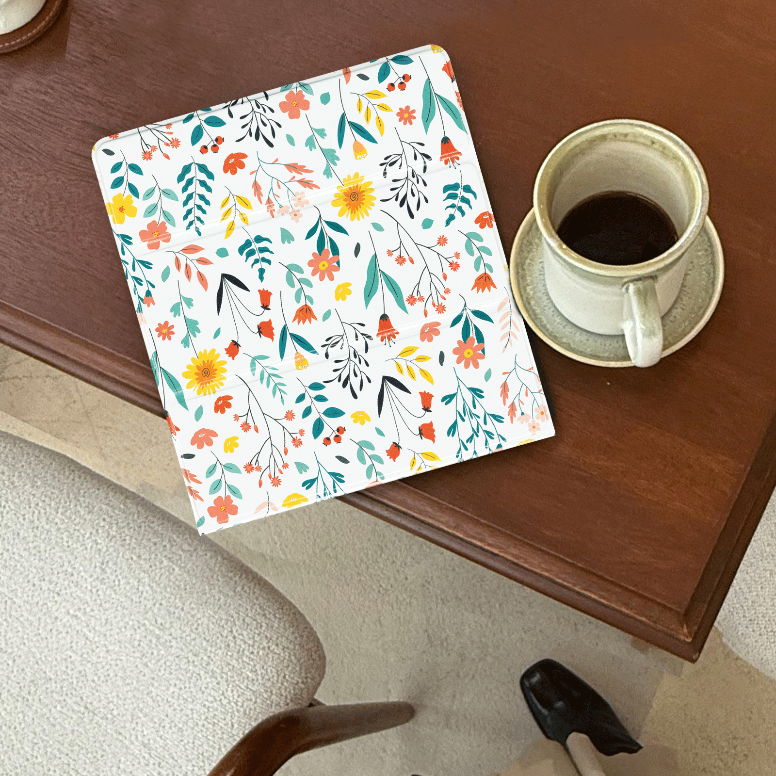 Kindle Scribe (2022/2024 10.2 Inch) tri-fold Stand-Prints Case#Color_White Floral