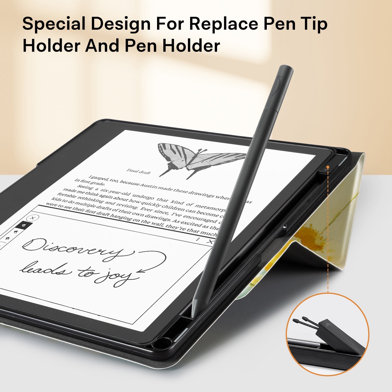 Kindle Scribe (2022/2024 10.2 Inch) tri-fold Stand-Prints Case#Color_Yellow Floral