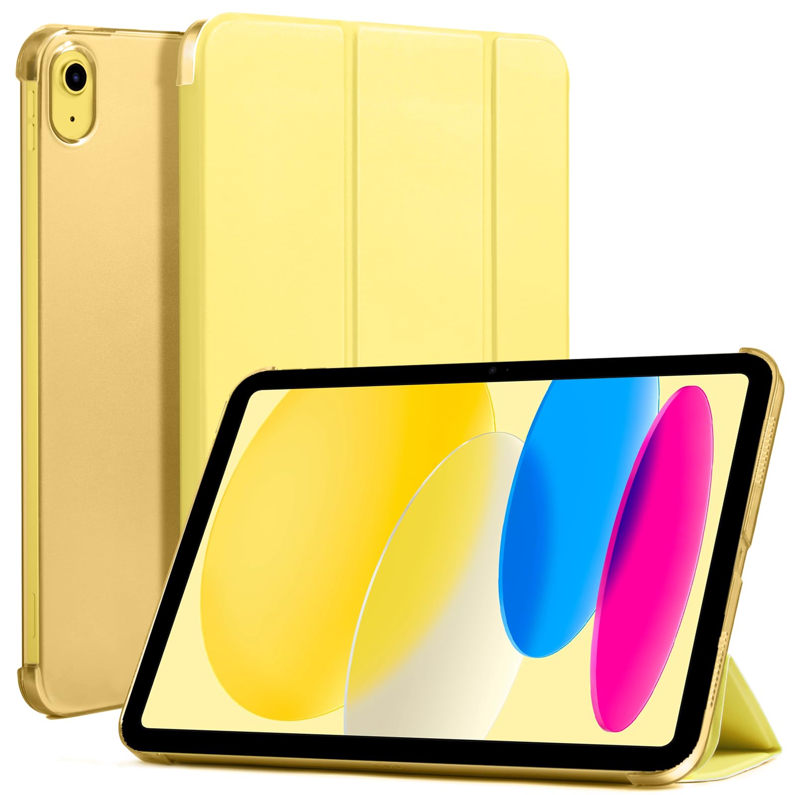 iPad 11th Gen (10th Compatible) Slim Stand Cover with Clear Hard Back, Touch ID#Color_Yellow