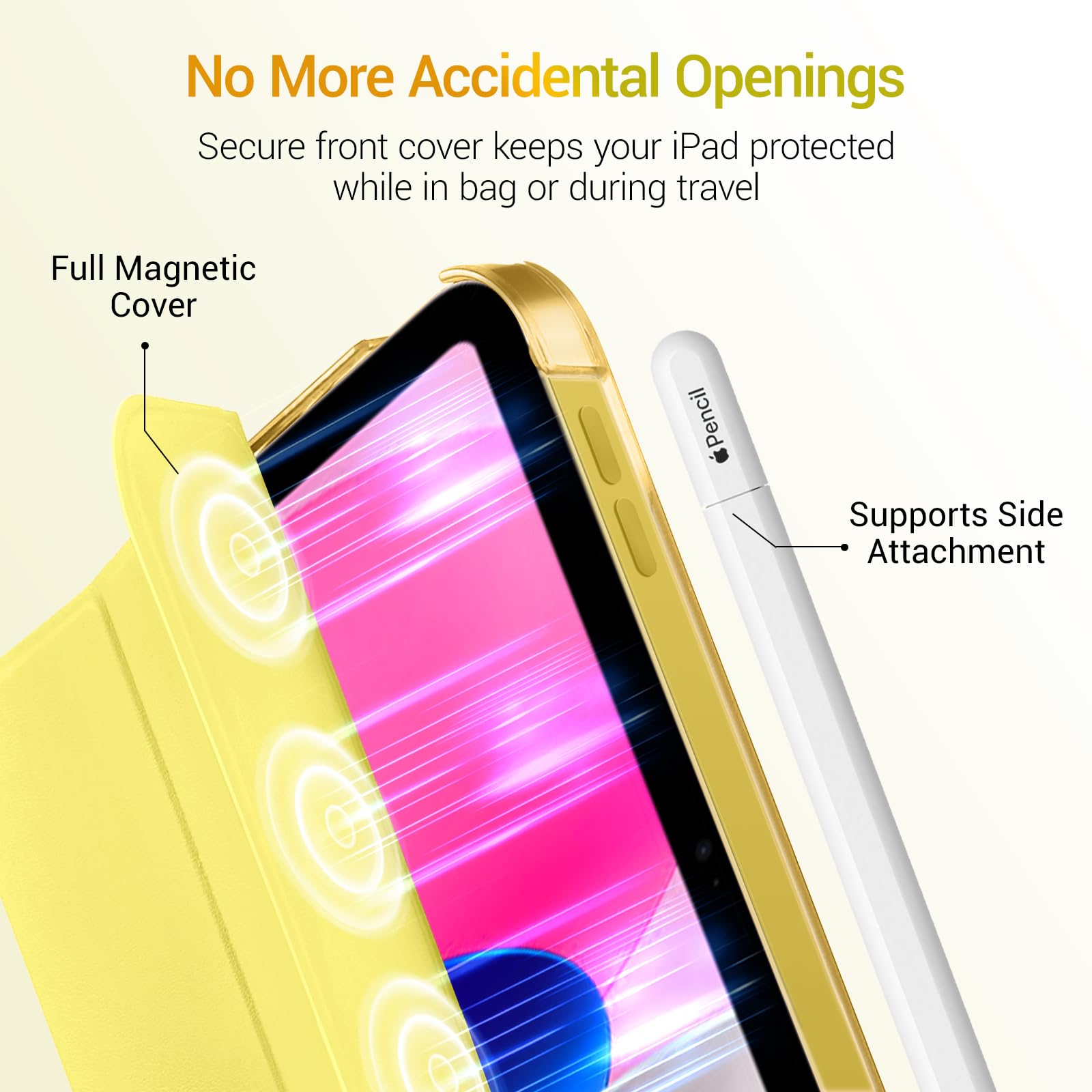 iPad 11th Gen (10th Compatible) Slim Stand Cover with Clear Hard Back, Touch ID#Color_Yellow
