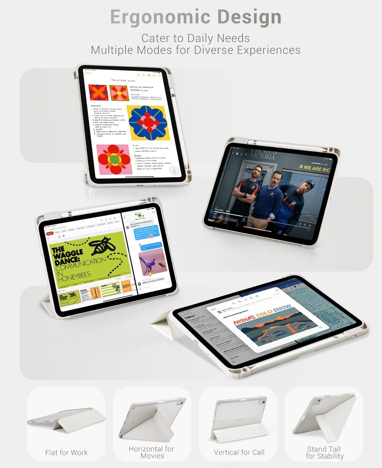 iPad 11th Gen (A16) 11" (2025) & 10th Gen 10.9" (2022) Case With Magnetic Stand#Color_Light Gray