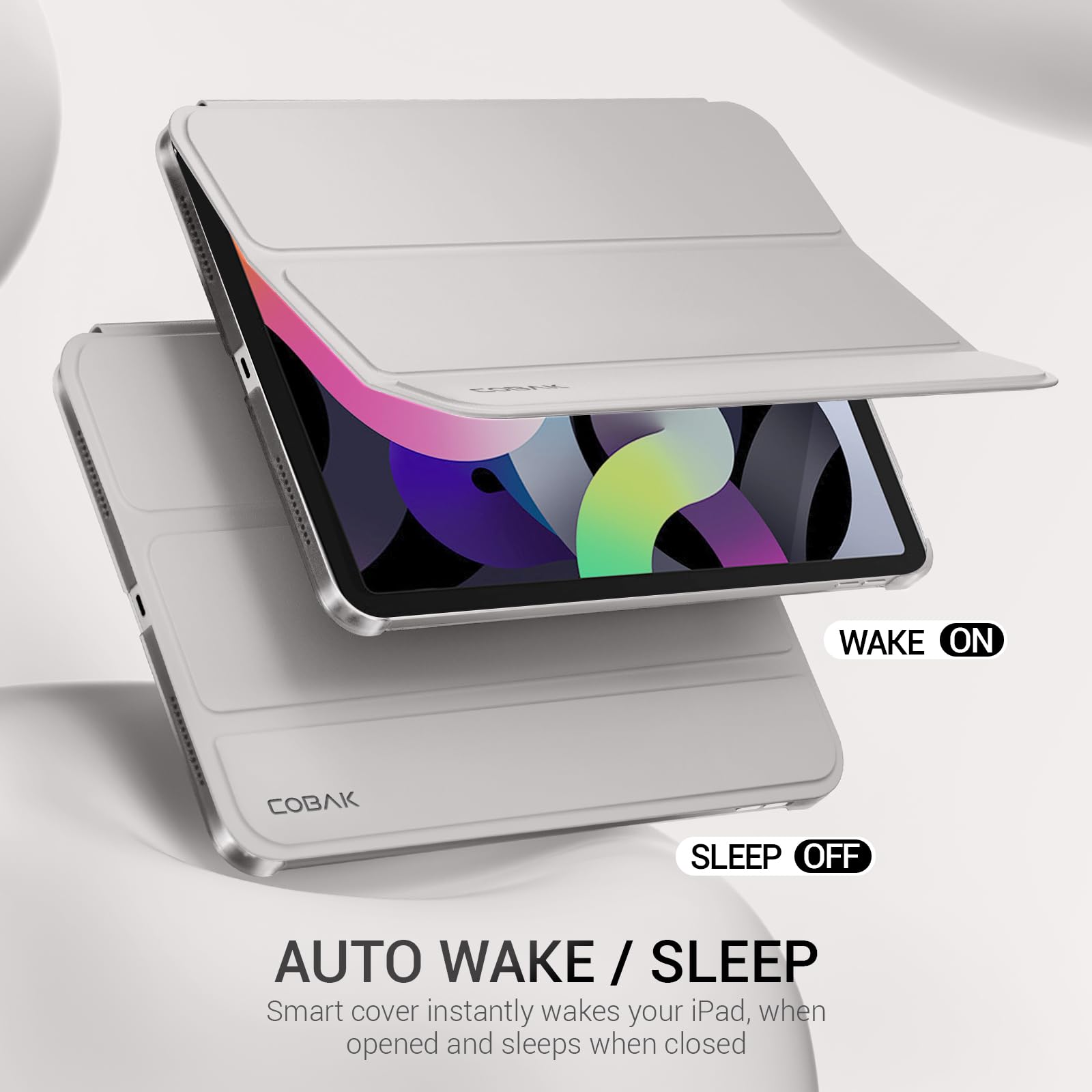 iPad 11th Gen (10th Compatible) Slim Stand Cover with Clear Hard Back, Touch ID#Color_Gray