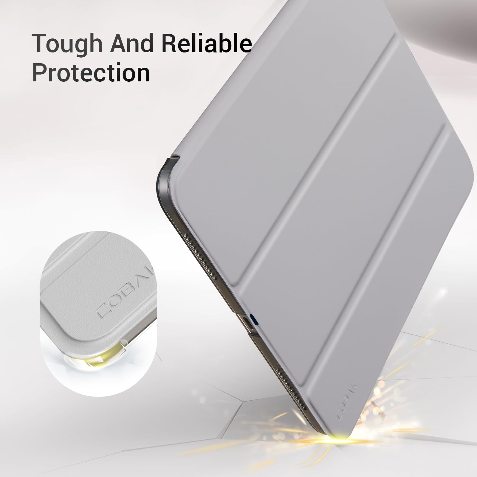 iPad 11th Gen (10th Compatible) Slim Stand Cover with Clear Hard Back, Touch ID#Color_Gray