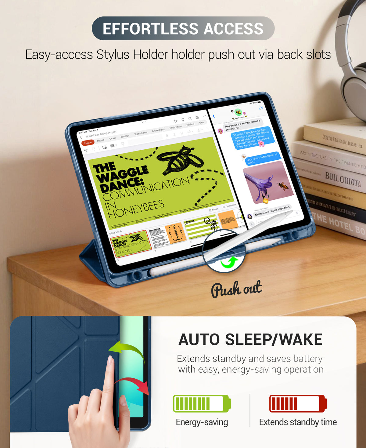 Galaxy Tab A11+ / A9+ 11" Multi-Angle Y-Fold Case#Color_Navy Blue