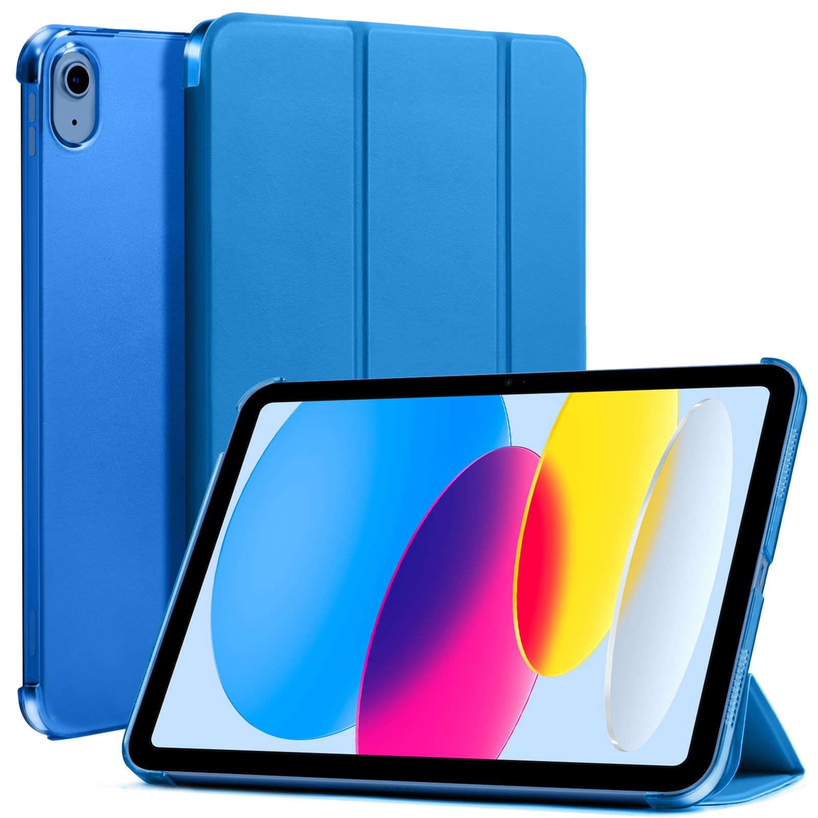iPad 11th Gen (10th Compatible) Slim Stand Cover with Clear Hard Back, Touch ID#Color_Blue Dasiy