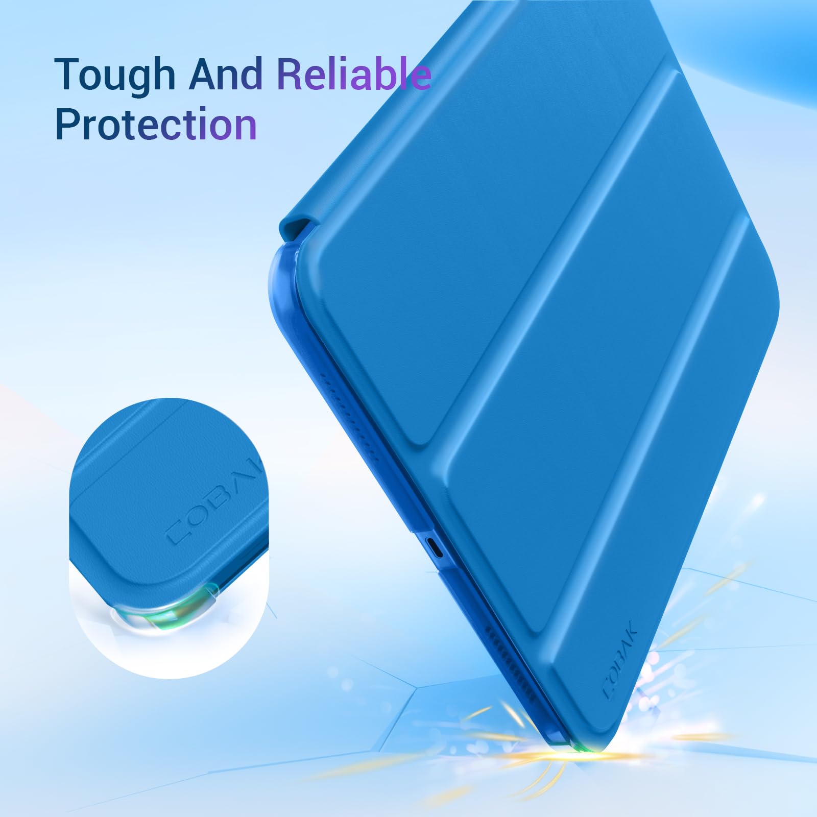 iPad 11th Gen (10th Compatible) Slim Stand Cover with Clear Hard Back, Touch ID#Color_Blue Dasiy