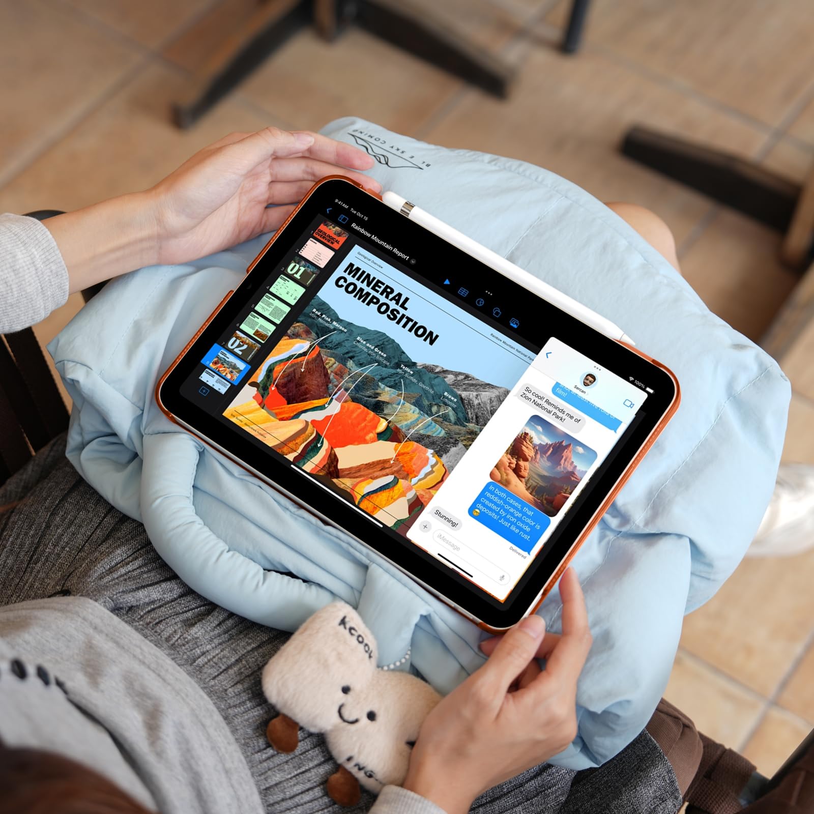 iPad 11th Gen (10th Compatible) Slim Stand Cover with Clear Hard Back, Touch ID#Color_Orange