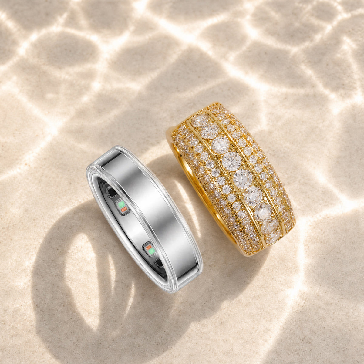 Oura Ring 5 Pavé Crystal Protective Cover#Color_Gold