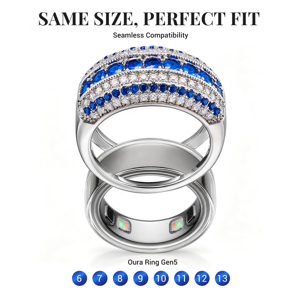 Oura Ring 5 Pavé Crystal Protective Cover#Color_Silver