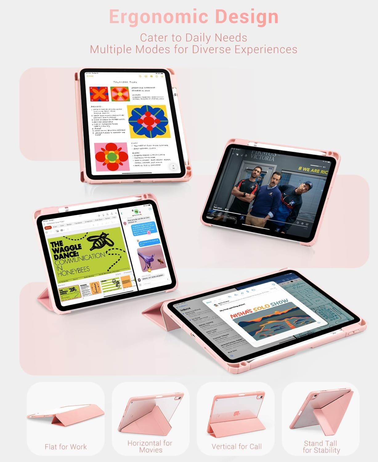 iPad 11th Gen (A16) 11" (2025) & 10th Gen 10.9" (2022) Case With Magnetic Stand#Color_Peach Pink