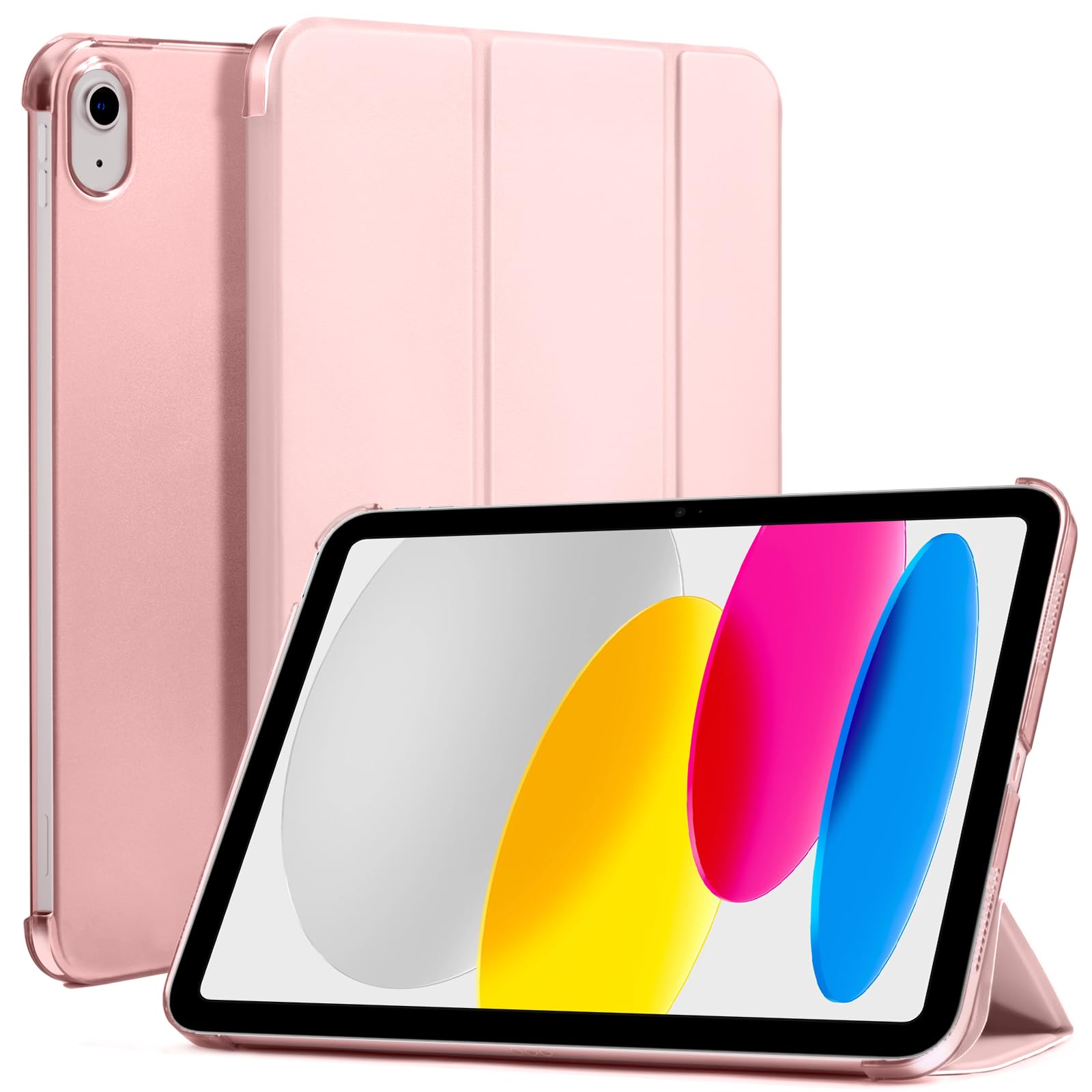 iPad 11th Gen (10th Compatible) Slim Stand Cover with Clear Hard Back, Touch ID#Color_Pink