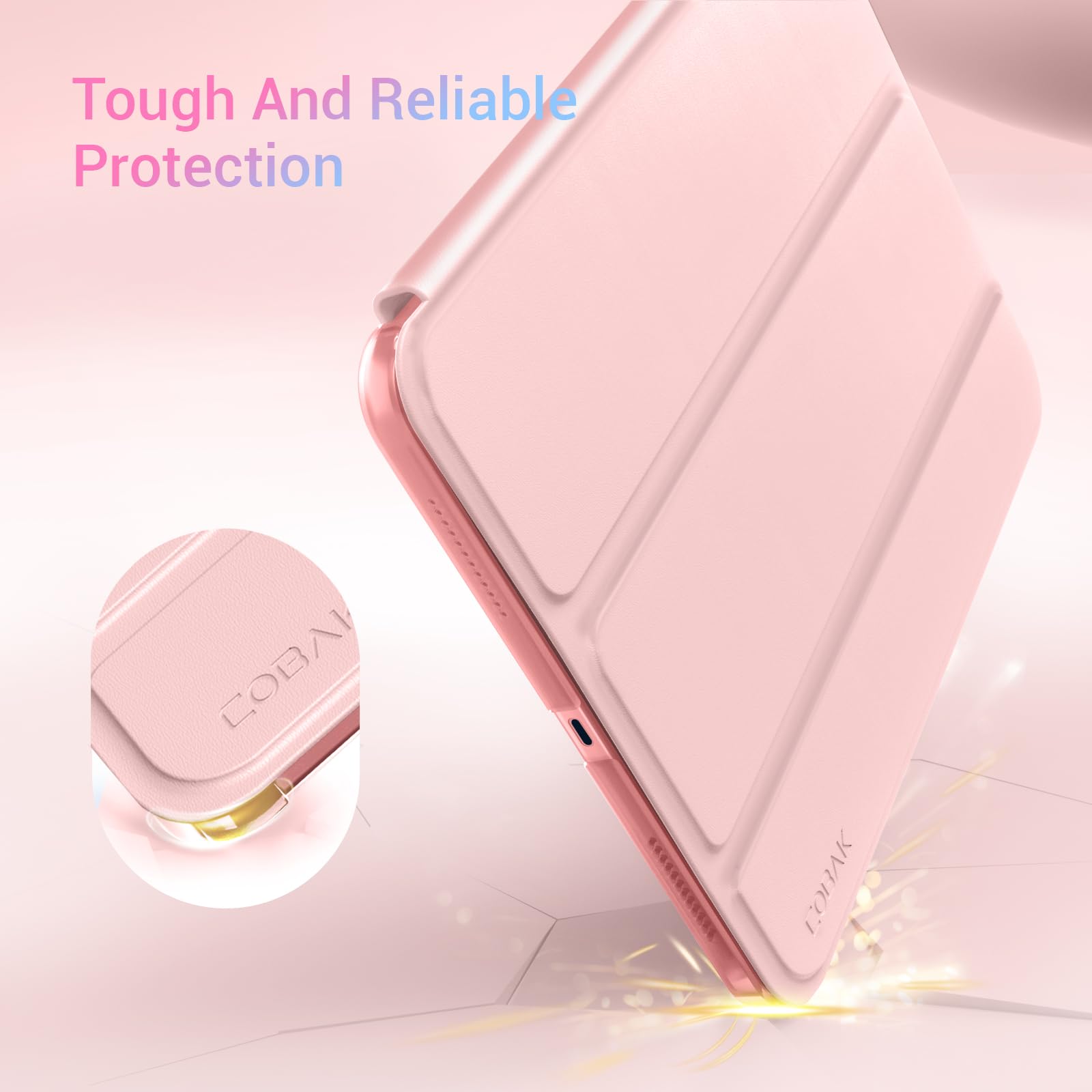 iPad 11th Gen (10th Compatible) Slim Stand Cover with Clear Hard Back, Touch ID#Color_Pink
