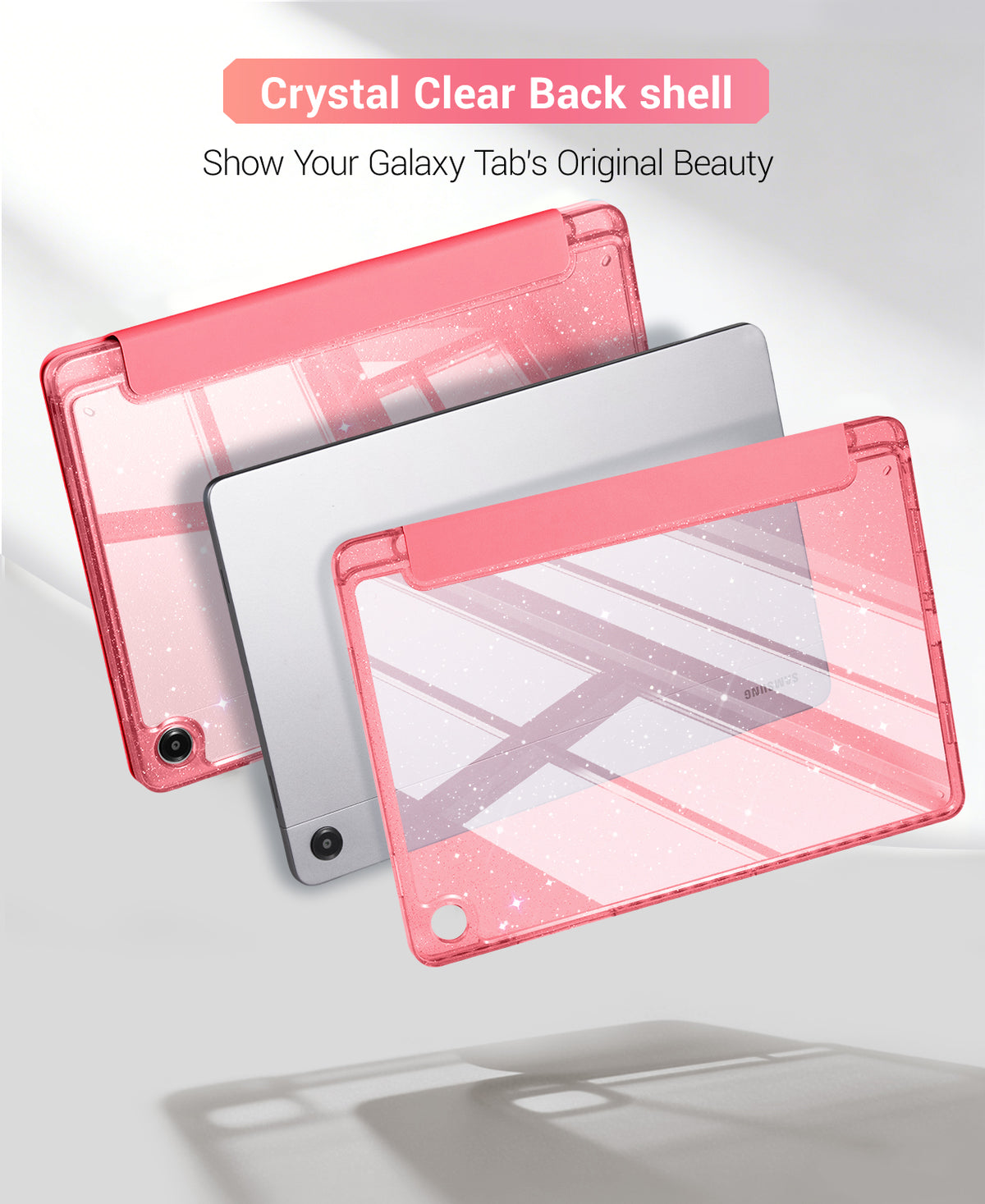 Galaxy Tab A11+ / A9+ 11" Multi-Angle Y-Fold Case#Color_Pink Glitter