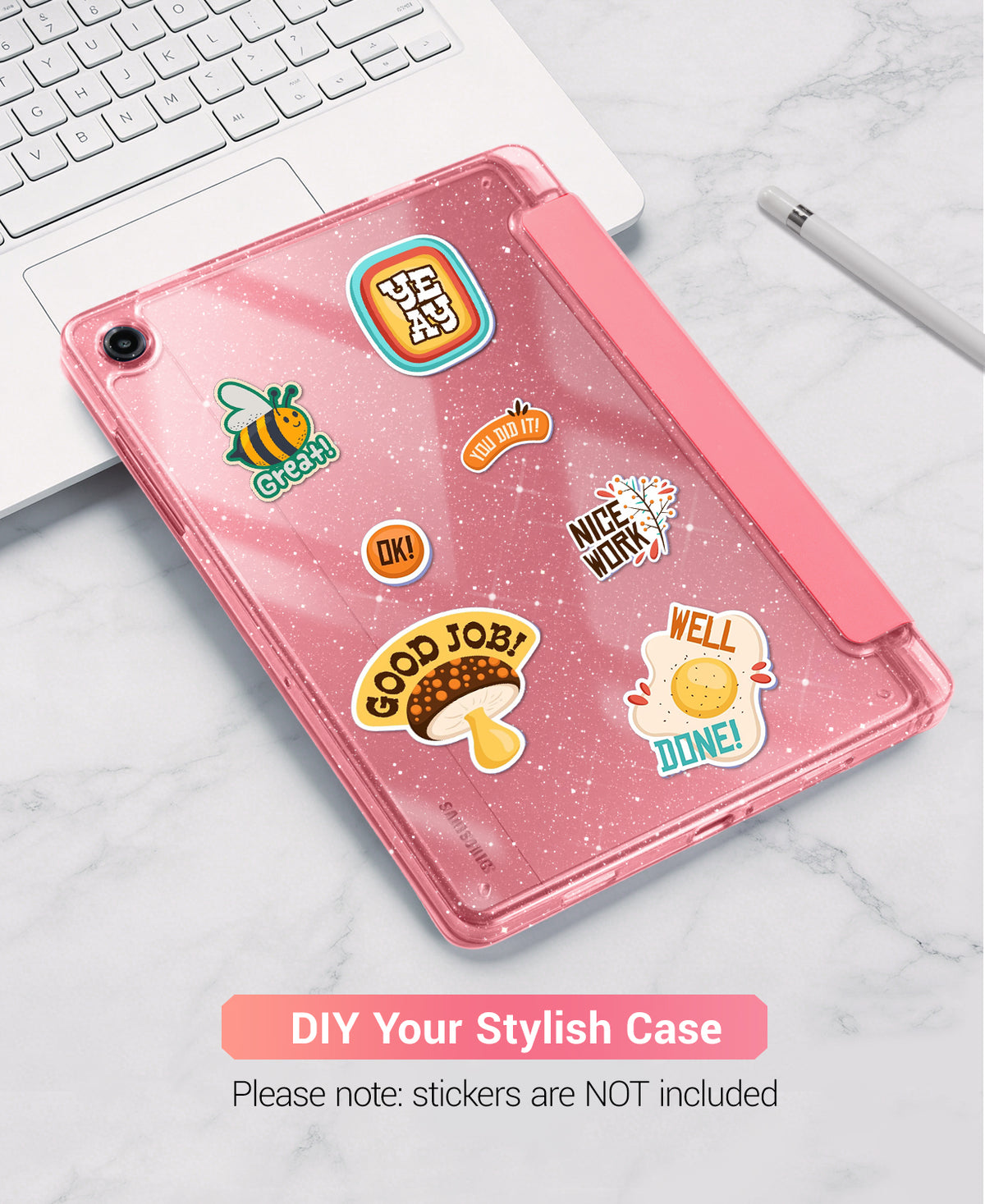 Galaxy Tab A11+ / A9+ 11" Multi-Angle Y-Fold Case#Color_Pink Glitter