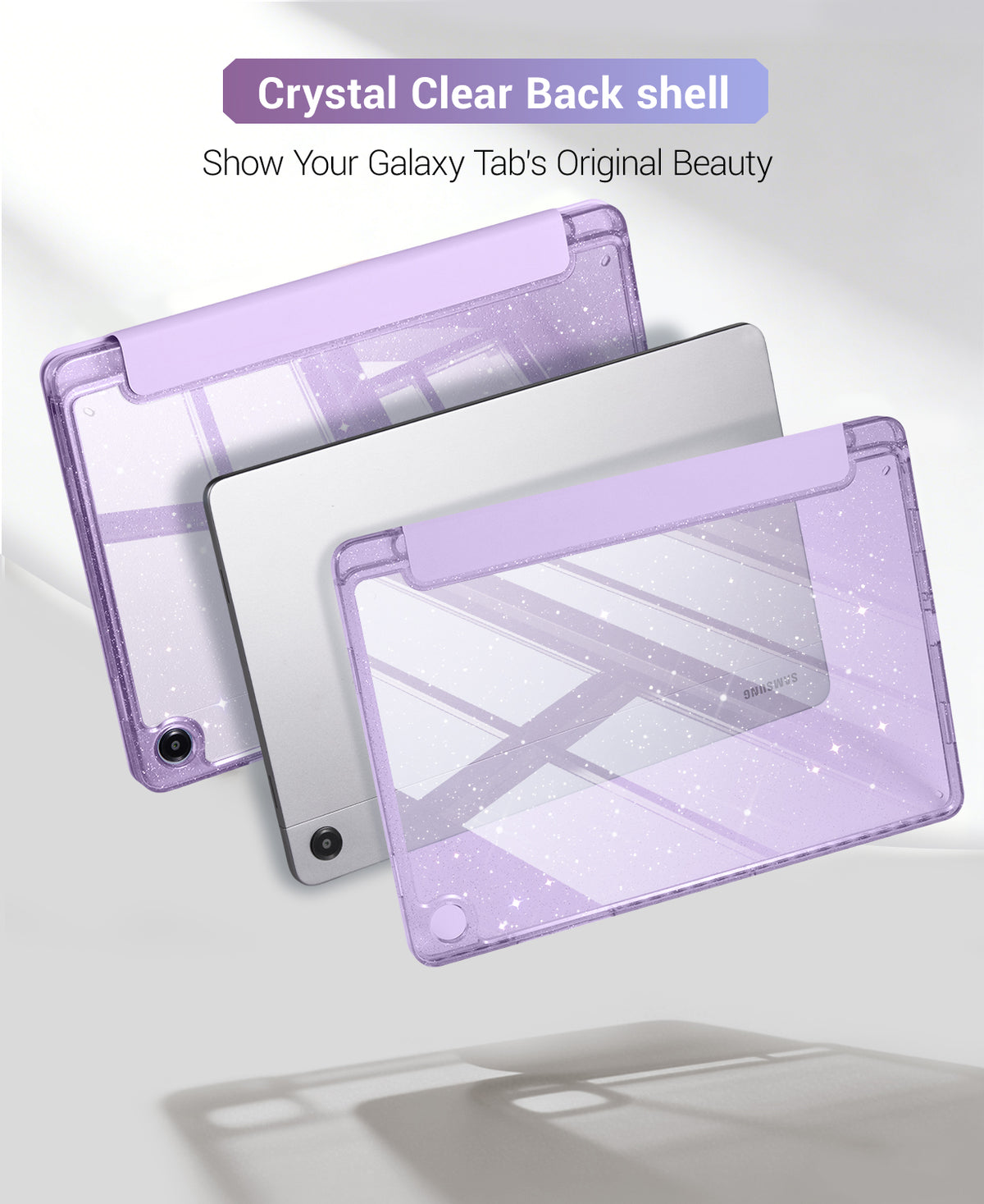 Galaxy Tab A11+ / A9+ 11" Multi-Angle Y-Fold Case#Color_Purple Glitter